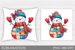Patchwork Snowman Pillow. Christmas Pillow Sublimation Product Image 1