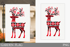 Christmas Deer Garden Flag. Christmas Garden Flag Design Product Image 1