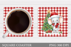 Christmas Elephant Coaster. Christmas Coaster Sublimation Product Image 1