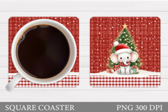 Cute Elephant Coaster Design. Christmas Coaster Sublimation Product Image 1