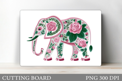Floral Elephant Cutting Board. Elephant Sublimation Product Image 1