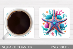 Starfish Coaster Sublimation. Starfish Coaster Design Product Image 1