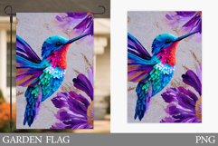 Hummingbird Garden Flag. Bird Garden Flag Sublimation Product Image 1