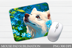 Cute Dog Mouse Pad. Dog Flowers Mouse Pad Sublimation Product Image 1