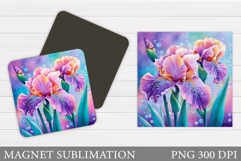 Irises Magnet Design. Flowers Magnet Sublimation Product Image 1