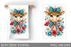 Patriotic Cow Kitchen Towel. Patriotic Kitchen Towel Design Product Image 1