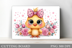 Cute Chicken Cutting Board. Chicken Flowers Cutting Board Product Image 1