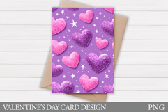 Glitter Hearts Card Printable. Valentines Card Design Product Image 1