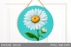 Daisy Flowers Door Sign Design. Wildflowers Door Sign Product Image 1