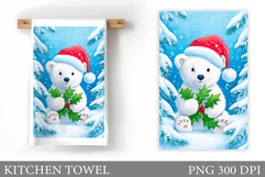 Polar Bear Kitchen Towel. Christmas Kitchen Towel Design Product Image 1