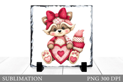 Valentines Raccoon Sublimation. Valentines Raccoon Slate Product Image 1