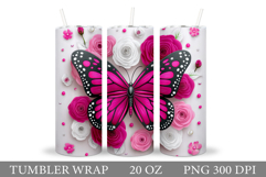 Butterfly Tumbler Sublimation. Flowers Tumbler Design Product Image 1