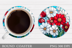Flowers Round Coaster Sublimation. Flowers Coaster Design Product Image 1