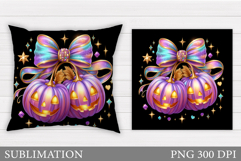 Cherry Pumpkin Pillow. Halloween Pillow Sublimation Product Image 1