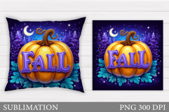 Fall Pumpkin Pillow Design. Fall Sublimation Product Image 1