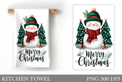 Cute Snowman Kitchen Towel. Christmas Kitchen Towel Design Product Image 1