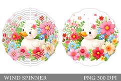 Cute Duck Wind Spinner. Duck Flowers Wind Spinner Design Product Image 1