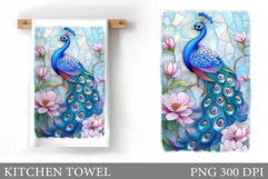 Peacock Kitchen Towel Design. Peacock Sublimation Product Image 1