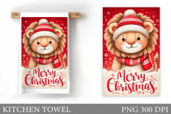 Christmas Lion Kitchen Towel. Christmas Kitchen Towel Design Product Image 1