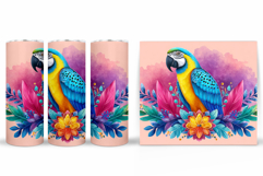Parrot Tumbler Sublimation. Parrot Flowers Tumbler Design Product Image 2