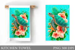 Sea Turtle Kitchen Towel. Turtle Sublimation Product Image 1