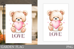 Valentines Bear Garden Flag. Valentines Garden Flag Design Product Image 1