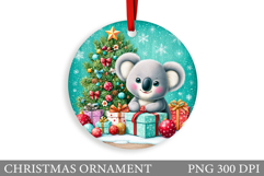 Cute Koala Christmas Ornament. Christmas Koala Sublimation Product Image 1