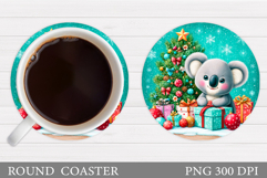 Christmas Koala Coaster. Christmas Coaster Sublimation Product Image 1