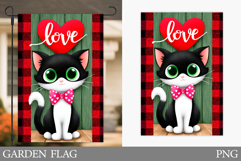 Valentines Cat Garden Flag. Valentines Garden Flag Design Product Image 1