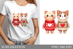 Valentines Cat Sublimation. Valentines Cat T-Shirt Design Product Image 1