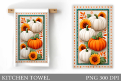 Fall Pumpkin Kitchen Towel. Fall Kitchen Towel Sublimation Product Image 1