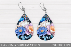 Floral Earring Sublimation. Flowers Earring Design Product Image 1