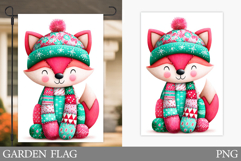 Patchwork Fox Garden Flag. Christmas Garden Flag Design Product Image 1