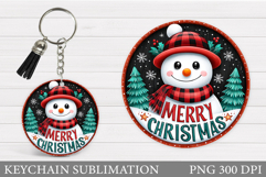 Cute Snowman Keychain Design. Christmas Keychain Sublimation Product Image 1