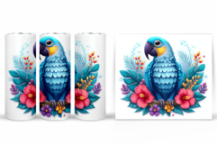 Parrot Tumbler Sublimation. Parrot Flowers Tumbler Design Product Image 2