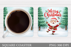 Cute Santa Coaster Sublimation. Funny Santa Claus Coaster Product Image 1