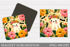Cute Ghost Magnet Design. Halloween Magnet Sublimation Product Image 1