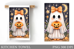 Halloween Pumpkin Towel Design. Ghost Kitchen Towel Product Image 1