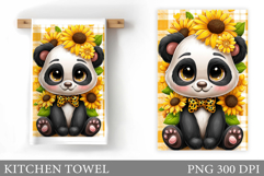 Cute Panda Kitchen Towel. Panda Flowers Kitchen Towel Design Product Image 1