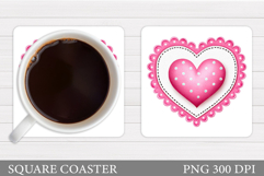 Heart Coaster Design. Valentine Coaster Sublimation Product Image 1