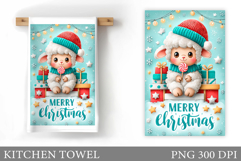Christmas Lamb Kitchen Towel. Christmas Kitchen Towel Design Product Image 1
