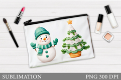 Snowman Cosmetics Bag. Christmas Makeup Bag Sublimation Product Image 1