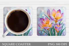 Flowers Crocus Coaster. Spring Flowers Coaster Sublimation Product Image 1