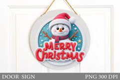 Cute Snowman Door Sign. Christmas Door Sign Sublimation Product Image 1