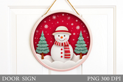 Cute Snowman Door Sign. Christmas Door Sign Sublimation Product Image 1