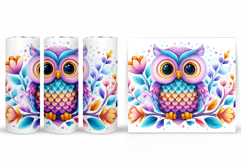Cute Owl Tumbler Sublimation. Owl Flowers Tumbler Design Product Image 2