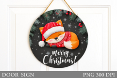 Christmas Fox Door Sign. Christmas Door Sign Sublimation Product Image 1