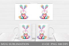 Valentines Bunny Mug Sublimation. Valentines Mug Wrap Design Product Image 1