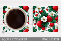 Strawberry Coaster Sublimation. Berries Coaster Design Product Image 1
