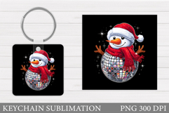 Cute Snowman Keychain Sublimation. Christmas Keychain Design Product Image 1